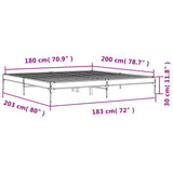 Bedframe bewerkt hout metaal grijs sonoma eiken 180x200 cm