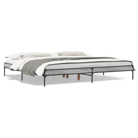 Bedframe bewerkt hout metaal grijs sonoma eiken 180x200 cm
