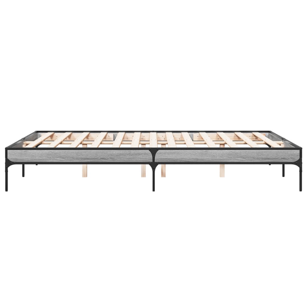 Bedframe bewerkt hout metaal grijs sonoma eiken 160x200 cm