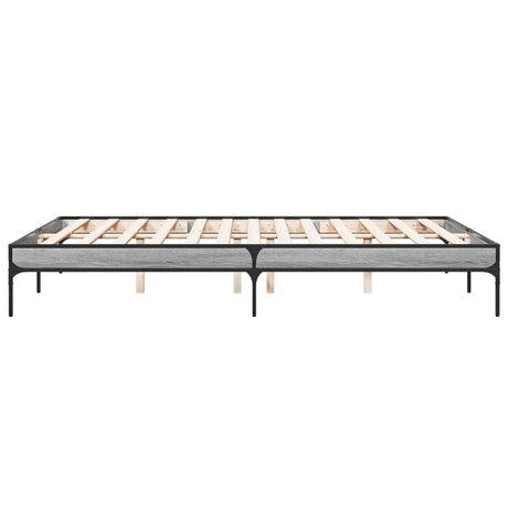 Bedframe bewerkt hout metaal grijs sonoma eiken 160x200 cm