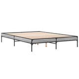 Bedframe bewerkt hout metaal grijs sonoma eiken 160x200 cm