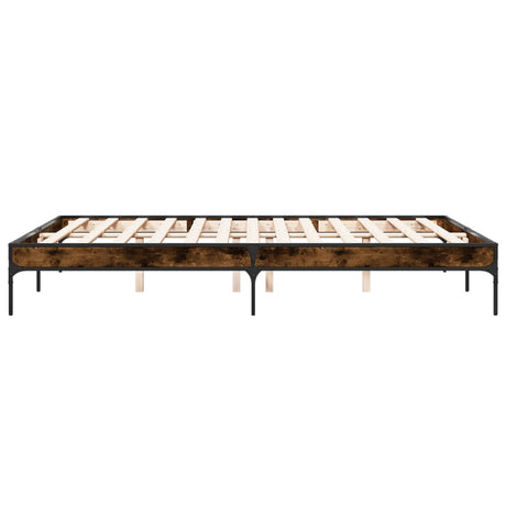Bedframe bewerkt hout metaal gerookt eikenkleurig 150x200 cm