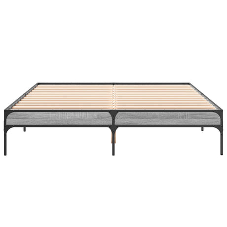 Bedframe bewerkt hout metaal grijs sonoma eiken 150x200 cm