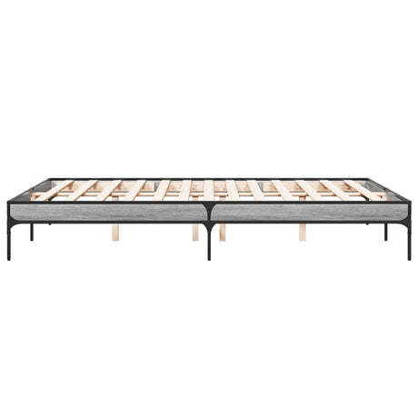 Bedframe bewerkt hout metaal grijs sonoma eiken 150x200 cm