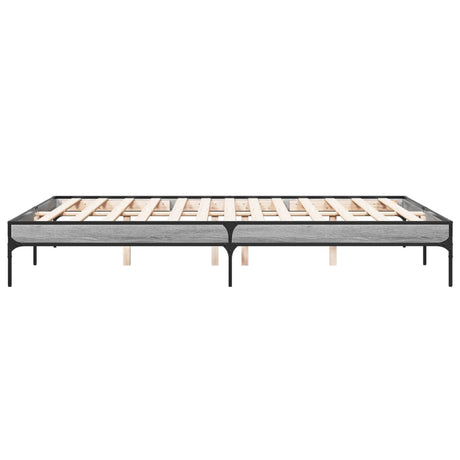 Bedframe bewerkt hout metaal grijs sonoma eiken 140x200 cm