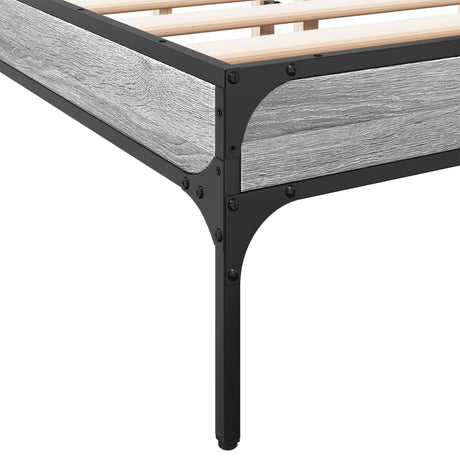 Bedframe bewerkt hout metaal grijs sonoma eiken 140x200 cm