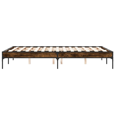Bedframe bewerkt hout metaal gerookt eikenkleurig 120x200 cm