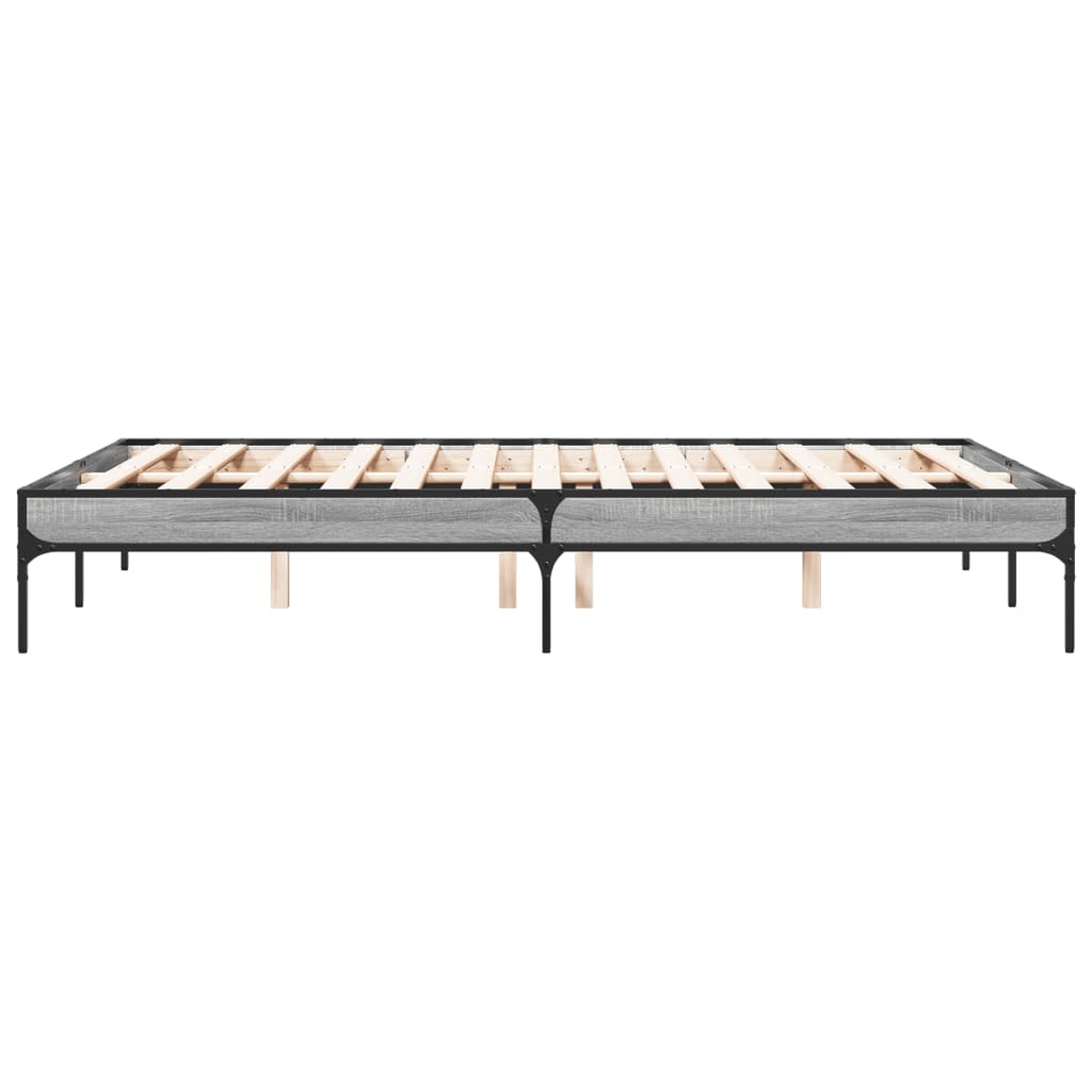 Bedframe bewerkt hout metaal grijs sonoma eiken 120x200 cm
