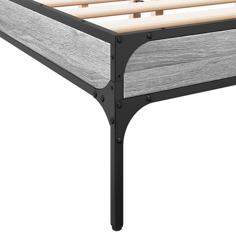 Bedframe bewerkt hout metaal grijs sonoma eiken 120x200 cm
