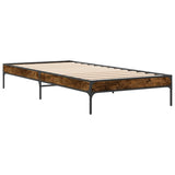 Bedframe bewerkt hout en metaal gerookt eikenkleurig 90x200 cm