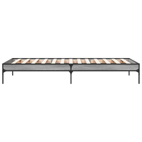 Bedframe bewerkt hout en metaal grijs sonoma eiken 90x200 cm