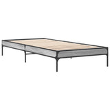Bedframe bewerkt hout en metaal grijs sonoma eiken 90x200 cm