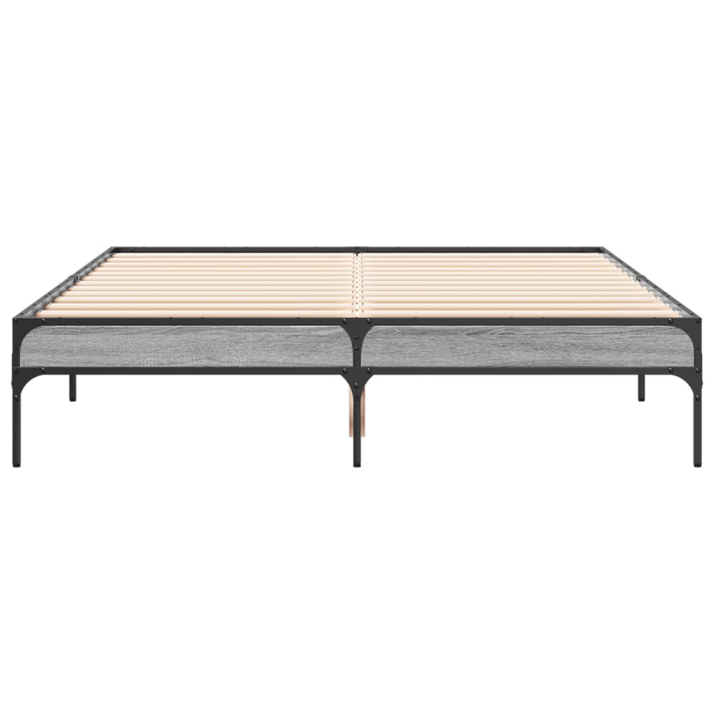 Bedframe bewerkt hout metaal grijs sonoma eiken 140x190 cm