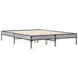Bedframe bewerkt hout metaal grijs sonoma eiken 140x190 cm