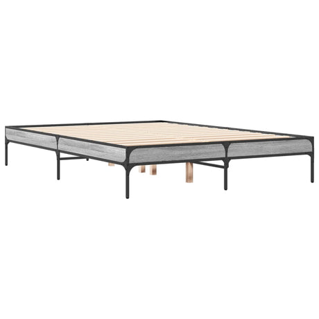 Bedframe bewerkt hout metaal grijs sonoma eiken 140x190 cm
