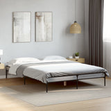 Bedframe bewerkt hout metaal grijs sonoma eiken 135x190 cm