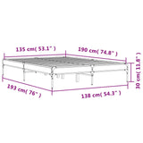 Bedframe bewerkt hout metaal grijs sonoma eiken 135x190 cm
