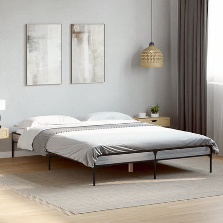 Bedframe bewerkt hout metaal grijs sonoma eiken 120x190 cm