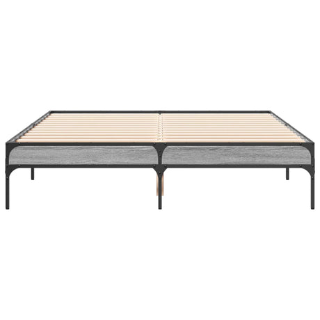 Bedframe bewerkt hout metaal grijs sonoma eiken 120x190 cm