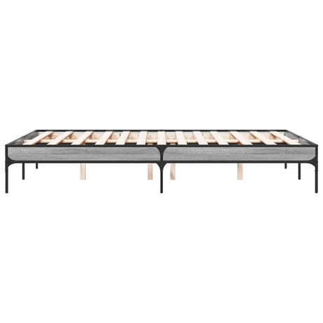 Bedframe bewerkt hout metaal grijs sonoma eiken 120x190 cm