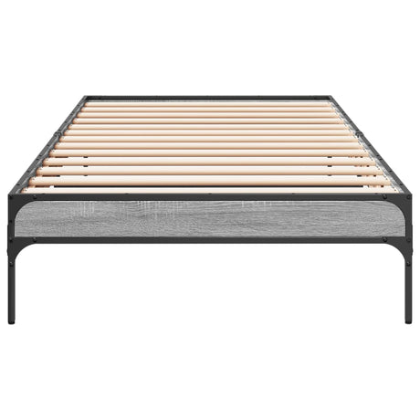 Bedframe bewerkt hout en metaal grijs sonoma eiken 90x190 cm