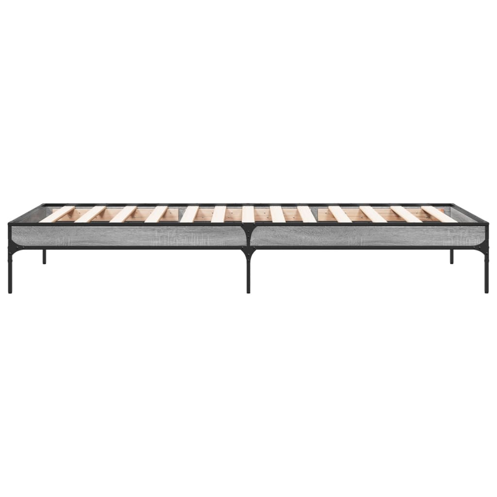 Bedframe bewerkt hout en metaal grijs sonoma eiken 90x190 cm
