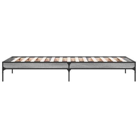 Bedframe bewerkt hout en metaal grijs sonoma eiken 90x190 cm