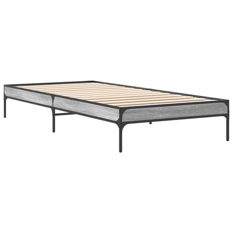 Bedframe bewerkt hout en metaal grijs sonoma eiken 90x190 cm