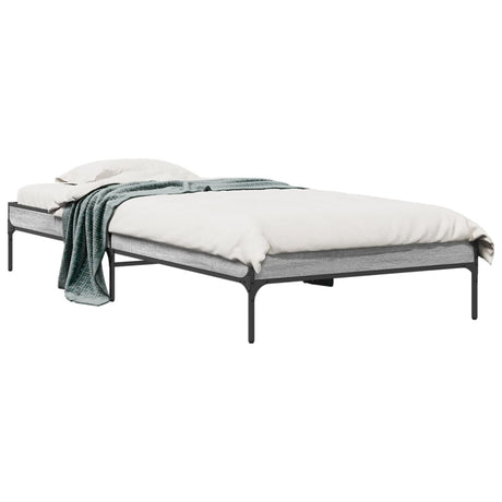 Bedframe bewerkt hout en metaal grijs sonoma eiken 90x190 cm