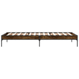 Bedframe bewerkt hout en metaal gerookt eikenkleurig 75x190 cm
