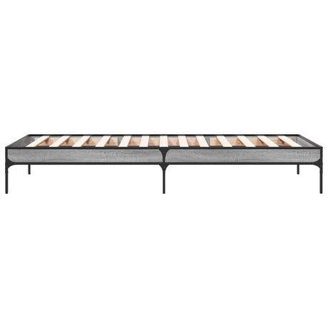 Bedframe bewerkt hout en metaal grijs sonoma eiken 75x190 cm