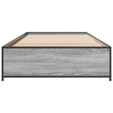 Bedframe bewerkt hout en metaal grijs sonoma eiken 100x200 cm