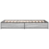 Bedframe bewerkt hout en metaal grijs sonoma eiken 100x200 cm
