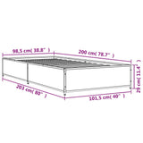 Bedframe bewerkt hout en metaal grijs sonoma eiken 100x200 cm