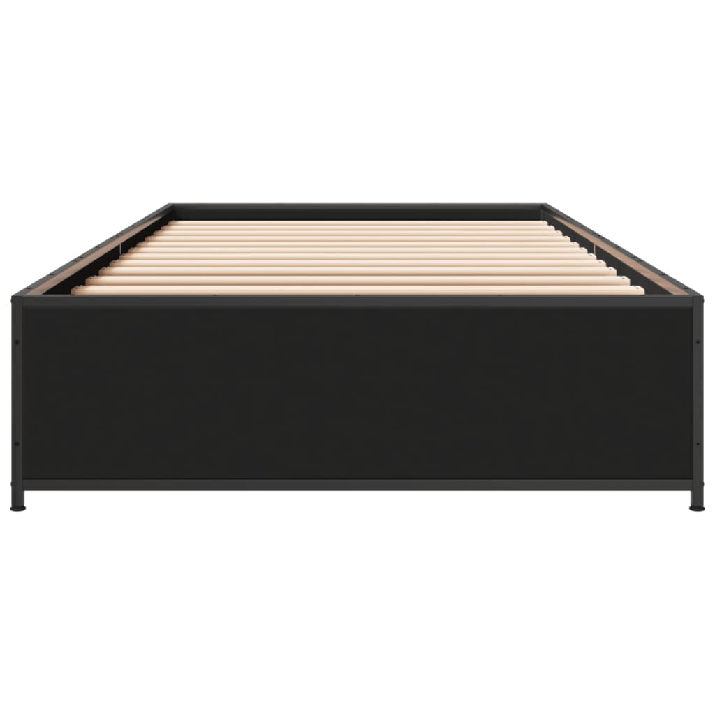 Bedframe bewerkt hout en metaal zwart 90x200 cm