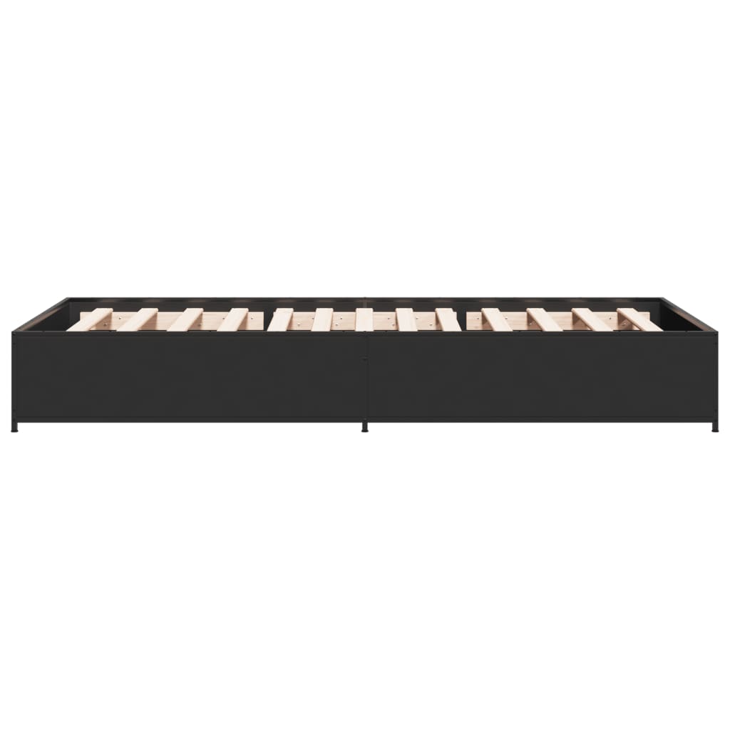 Bedframe bewerkt hout en metaal zwart 90x200 cm