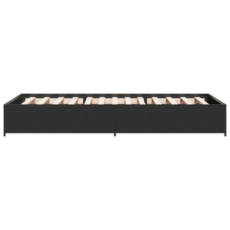 Bedframe bewerkt hout en metaal zwart 90x200 cm