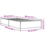 Bedframe bewerkt hout en metaal zwart 90x200 cm