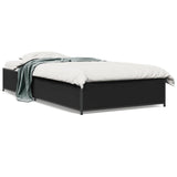 Bedframe bewerkt hout en metaal zwart 90x200 cm