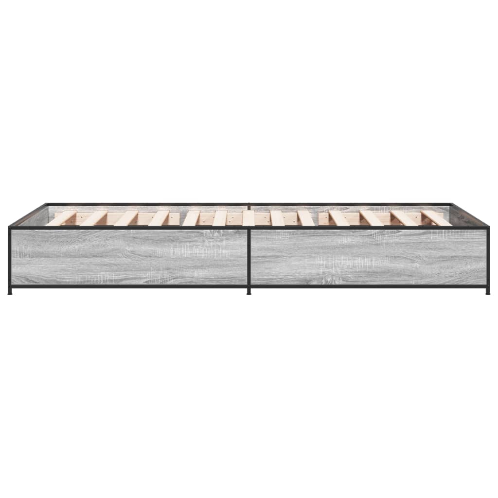 Bedframe bewerkt hout en metaal grijs sonoma eiken 90x200 cm