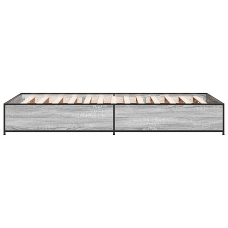 Bedframe bewerkt hout en metaal grijs sonoma eiken 90x200 cm