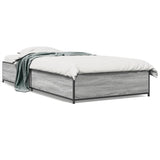 Bedframe bewerkt hout en metaal grijs sonoma eiken 90x200 cm