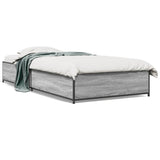 Bedframe bewerkt hout en metaal grijs sonoma eiken 90x190 cm