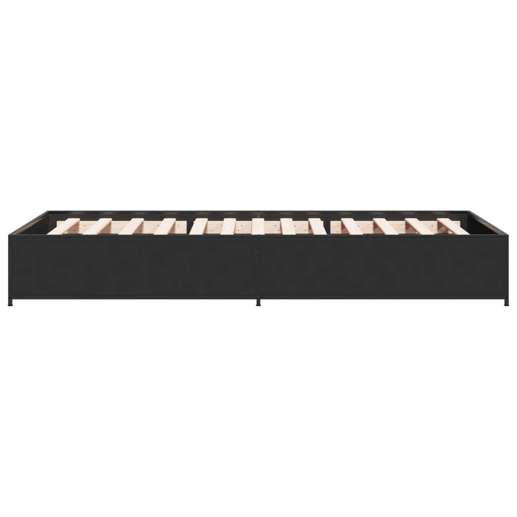 Bedframe bewerkt hout en metaal zwart 75x190 cm