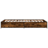 Bedframe bewerkt hout en metaal gerookt eikenkleurig 75x190 cm