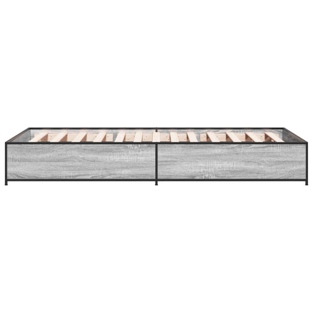 Bedframe bewerkt hout en metaal grijs sonoma eiken 75x190 cm