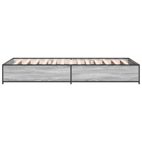 Bedframe bewerkt hout en metaal grijs sonoma eiken 75x190 cm