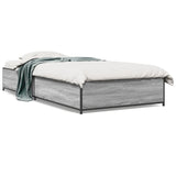 Bedframe bewerkt hout en metaal grijs sonoma eiken 75x190 cm