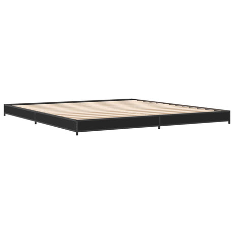 Bedframe bewerkt hout metaal zwart 200x200 cm