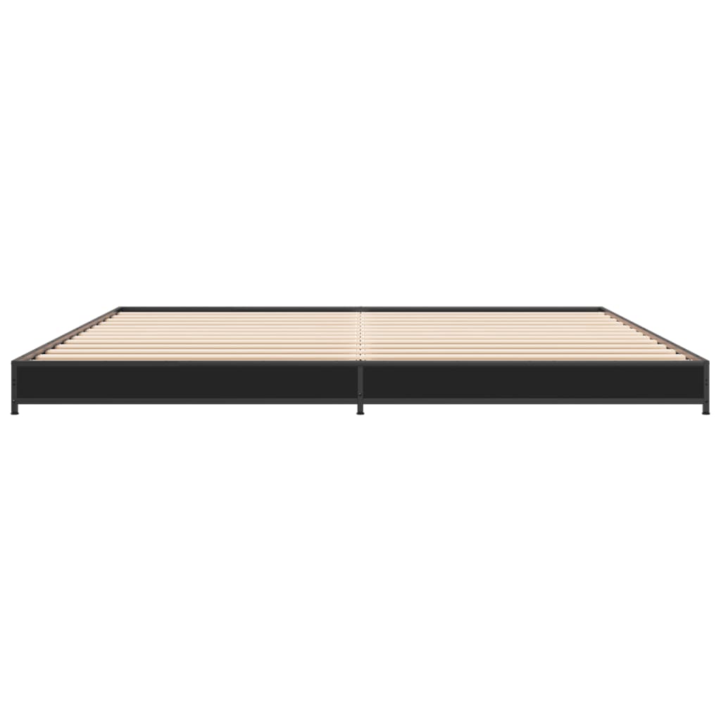 Bedframe bewerkt hout metaal zwart 200x200 cm